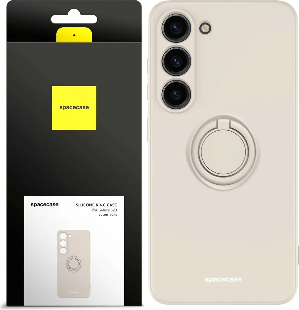 Custodia Silicone Samsung Galaxy S23 SPACECASE con Anello Beige