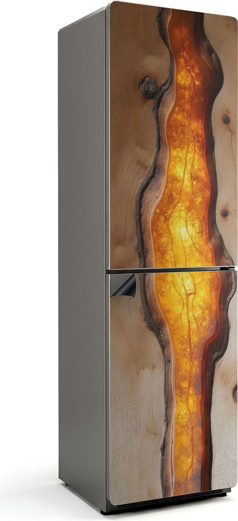 Natürliches Holzmuster mit Harz – Magnetische Kühlschrank Abdeckung – Dekorfolie magnetisch Küche – Kühlschrank Magnet Deko – selbstkle...