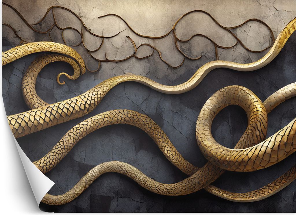 Vlies fototapete Gold Schlange Abstraktion 250x175 cm Feeby Gold inkl. Kleber einfache Montage