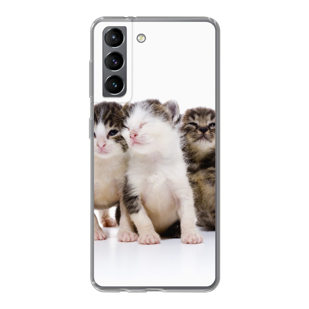 MuchoWow Handyhülle Schutzhülle Hülle für Samsung Galaxy S21 Katze - Haustiere - Fell - Porträt Silikon Softcase Handy Hülle - Softcase
