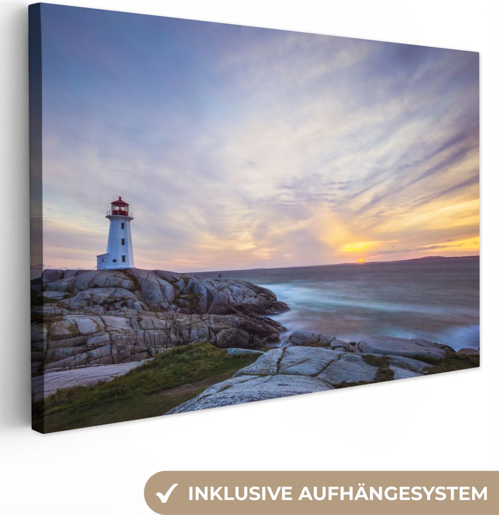 OneMillionCanvasses - Leinwandbilder - 140x90 cm, Peggy's Cove Leuchttürme, Wandbilder Kunstdruck Wanddekoration - Foto auf Leinwand - Gemälde ...