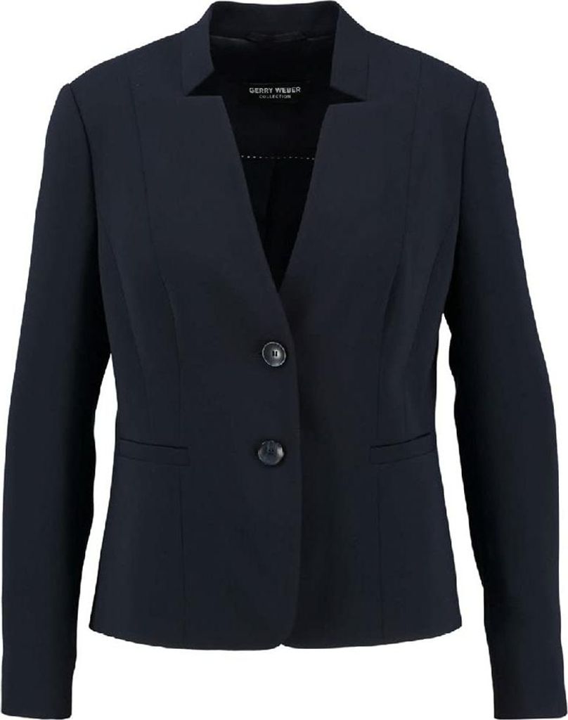 Gerry Weber Damen Blazer, Dunkelblau, mit klassischem Revers, tailliertem Schnitt und 2 Knöpfen, für Büro und Anlässe