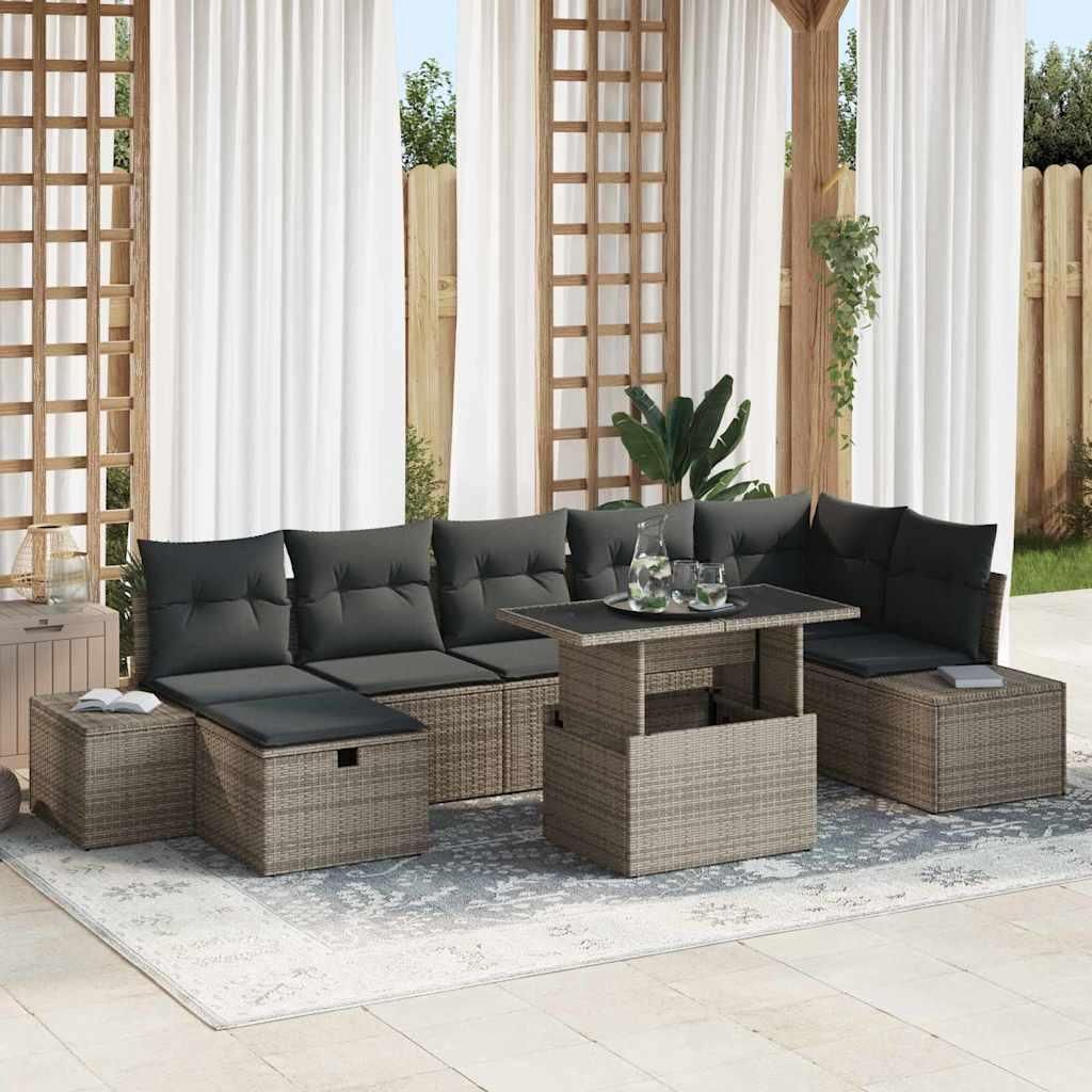 Maison Exclusive - Garten-Sofa-Set 8 pcs Grau Poly-Rattan