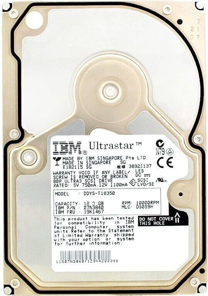 Festplatte IBM DDYS-T18350 18GB 10K SCSI 80 PIN 3.5'' Zoll 07N3840