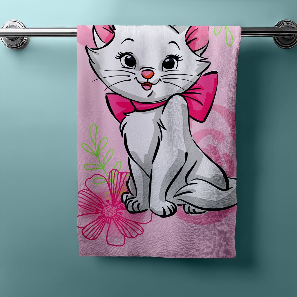 Jerry Fabrics Handtuch Marie Cat Pink Flower 70x140 cm Produktbild 