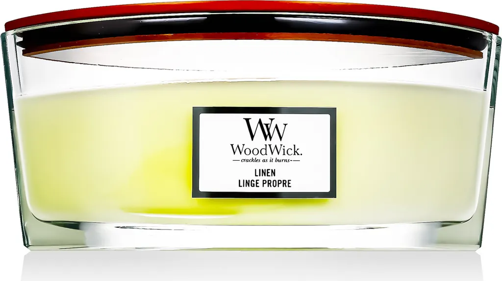 WoodWick Linen Bougie Parfumée 453g avec Mèche en Bois Crépitante