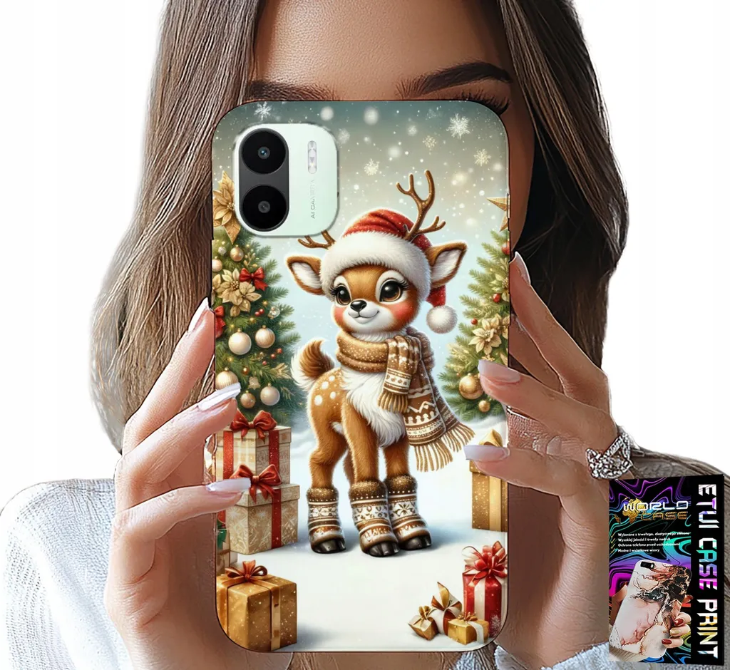 Cover Natalizia Redmi A2 Renna & Foil - Accessorio Tech Chic 2026