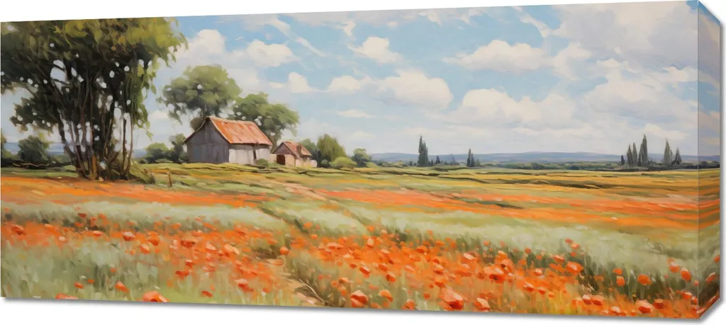 Quadro Papaveri Rossi 90x40 - Stampa su Tela Canvas Alta Qualità