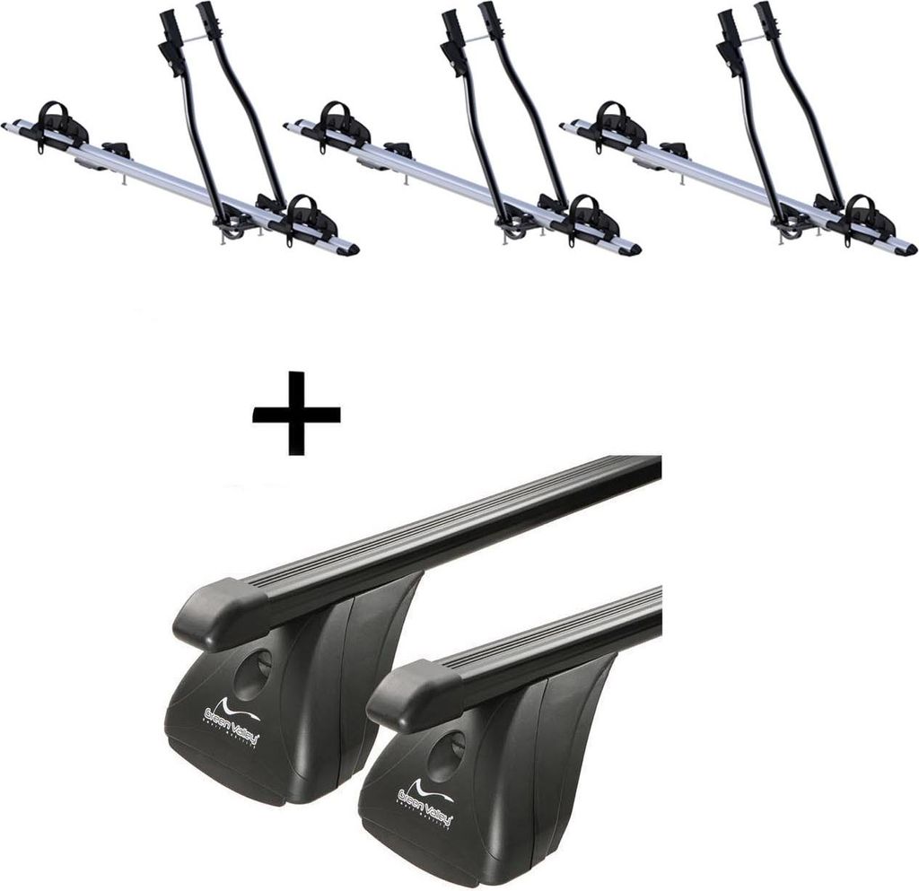 3x Fahrradträger SAGITTAR + Dachträger VDP Stahl kompatibel mit für Kia Rio 5 Türer ab 2017