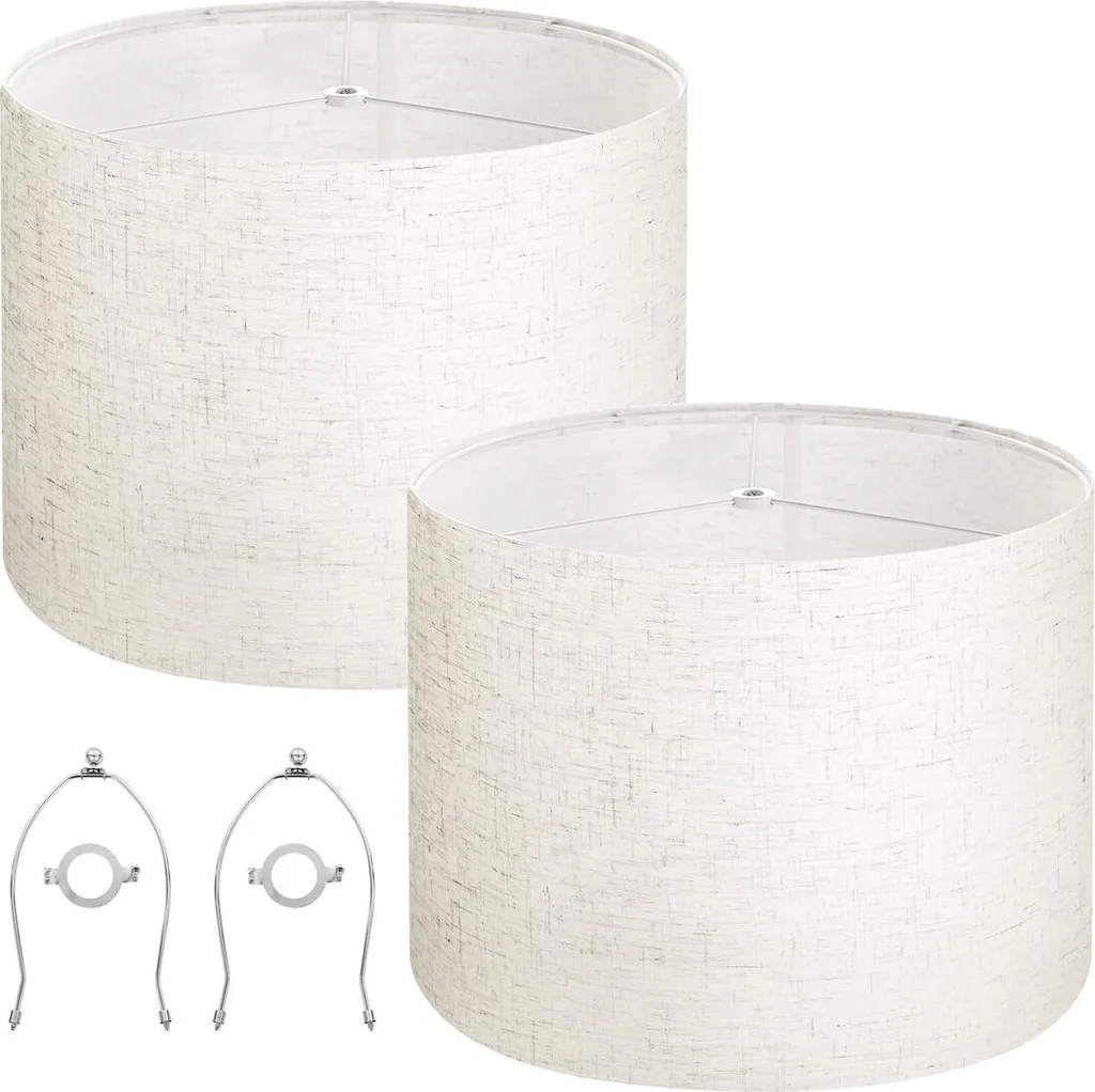 Offerta Set 2 Paralumi Lino 16x16x12 Pollici - Arpa e Supporti Inclusi