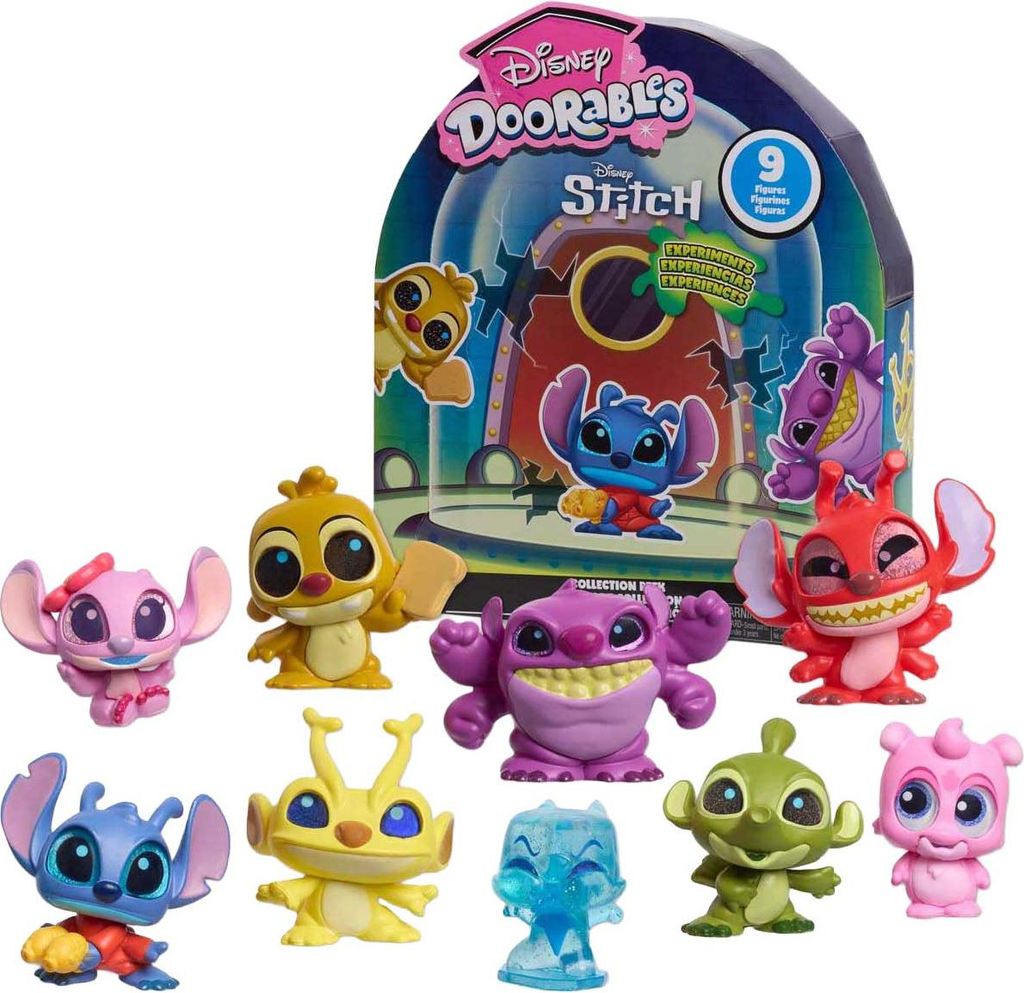 Just Play Disney Doorables Stitch Experimente, Sammelfiguren, 9 Exklusive Figuren, Kinderspielzeug ab 5 Jahren, Disney Fans