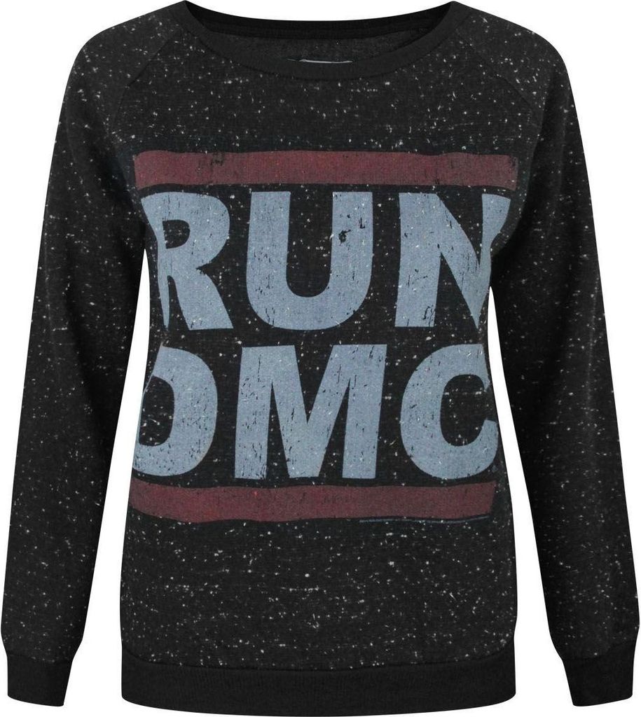 Amplified Damen Pullover mit Run-DMC-Logo, gesprenkelt NS4508 (2XL) (Anthrazit)