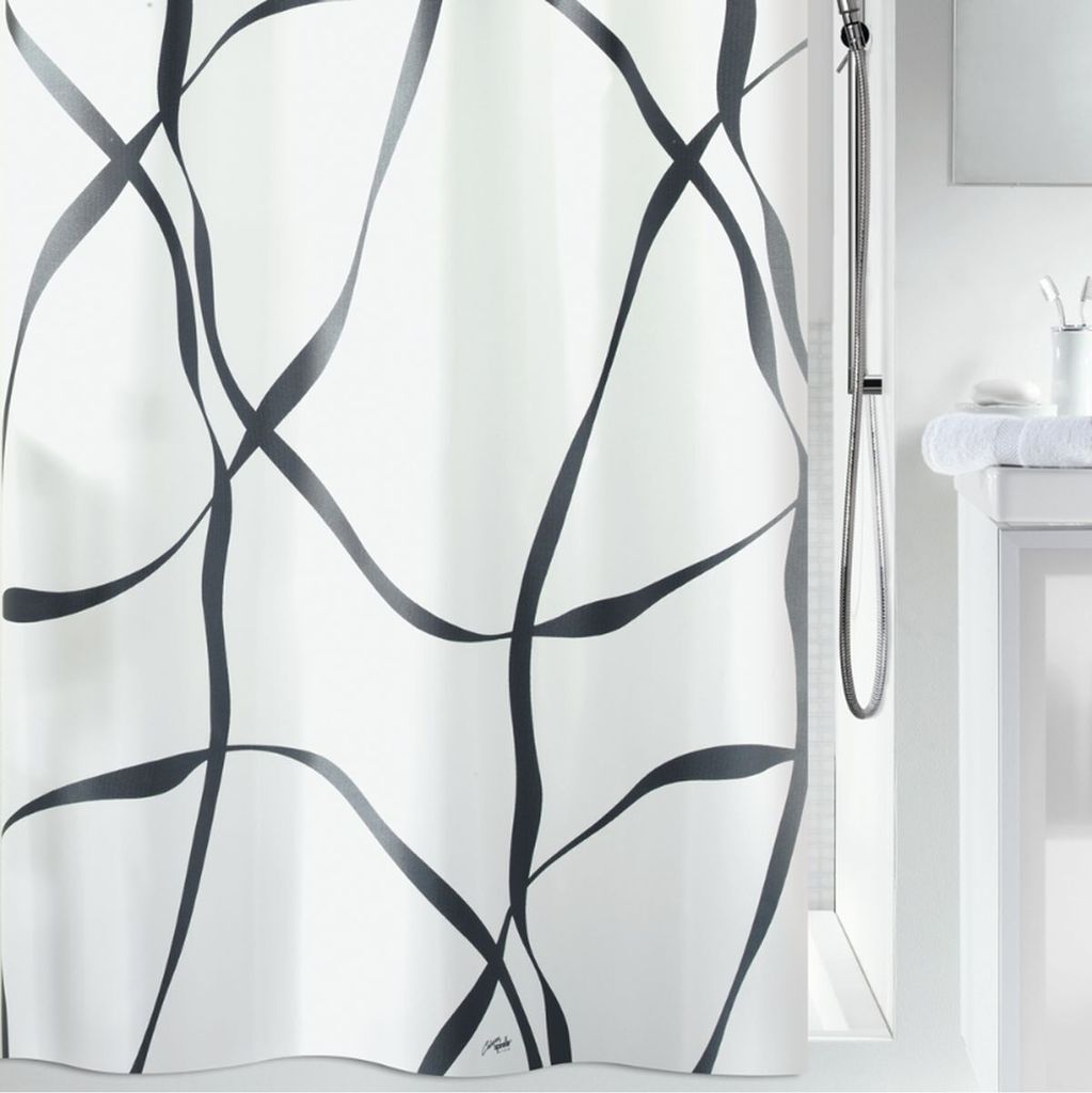 Spirella Duschvorhang Textil "Ribbon pearl-black", vers. Größen Größe: 240 x 180 cm