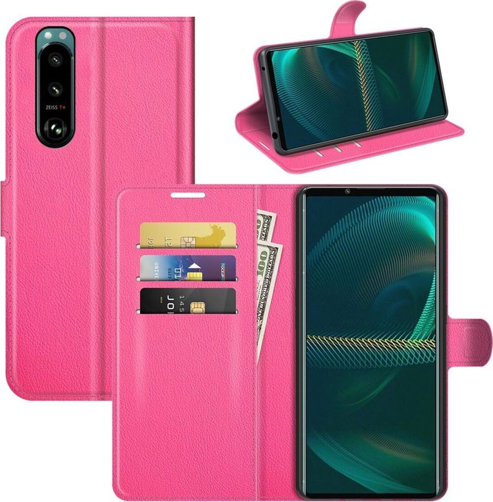 König Design Hülle kompatibel mit Sony Xperia 5 III Kunstleder Handyhülle - Handy Case Pink