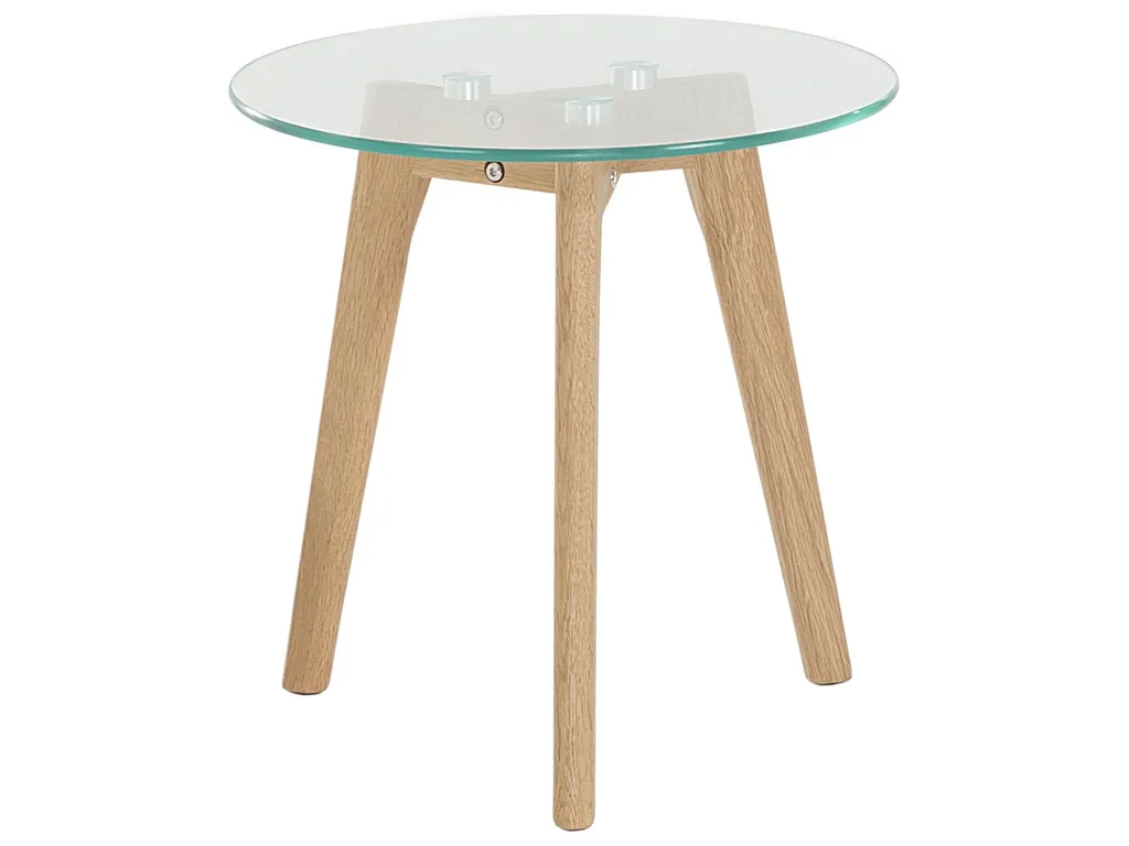 Table de Salon Ronde en Verre Trempé Brun et Bois - Mobilier Contemporain