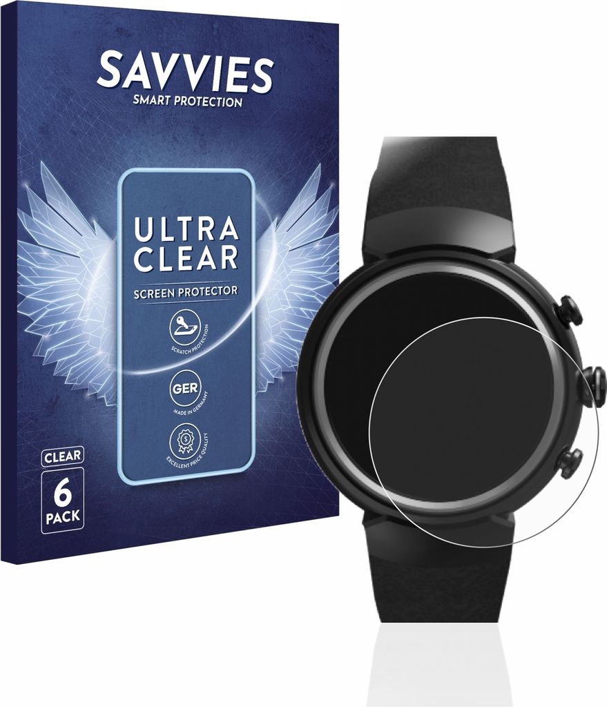 6x Für ASUS ZenWatch 3 1.39" Schutzfolie Savvies Displayschutz Display Schutz Folie Klar Transparent