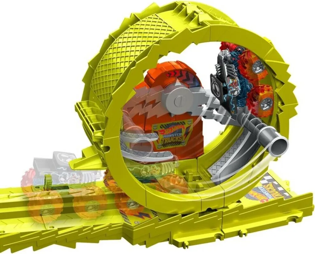 Hot Wheels Monster Trucks Power Poursuite Set de Jeu avec Crash Test