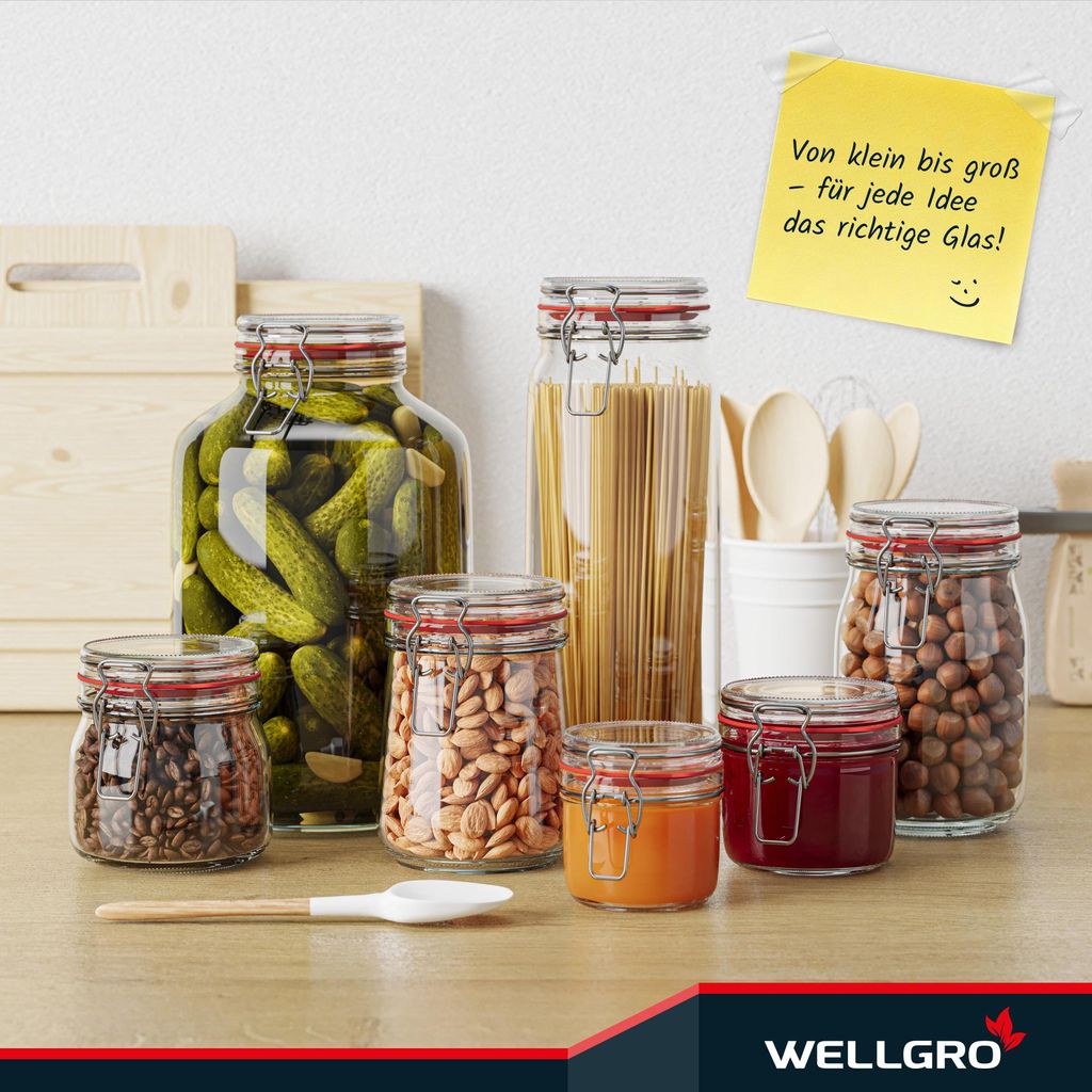 WELLGRO Einmachgläser mit Bügelverschluss rund 400ml