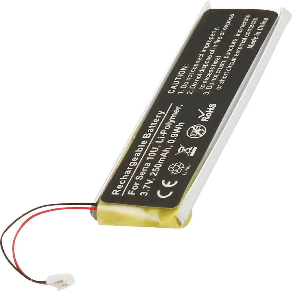 Avizar, Li-Polymer 3,7V Akku für Sena 10U Freisprech Kit Ersatz 250mAh, Schwarz
