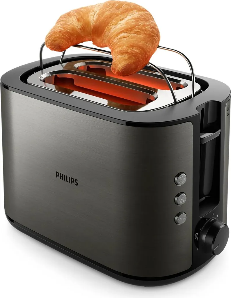 Grille-pain 2 fentes Philips HD2651/80 en métal titane 950 Watts