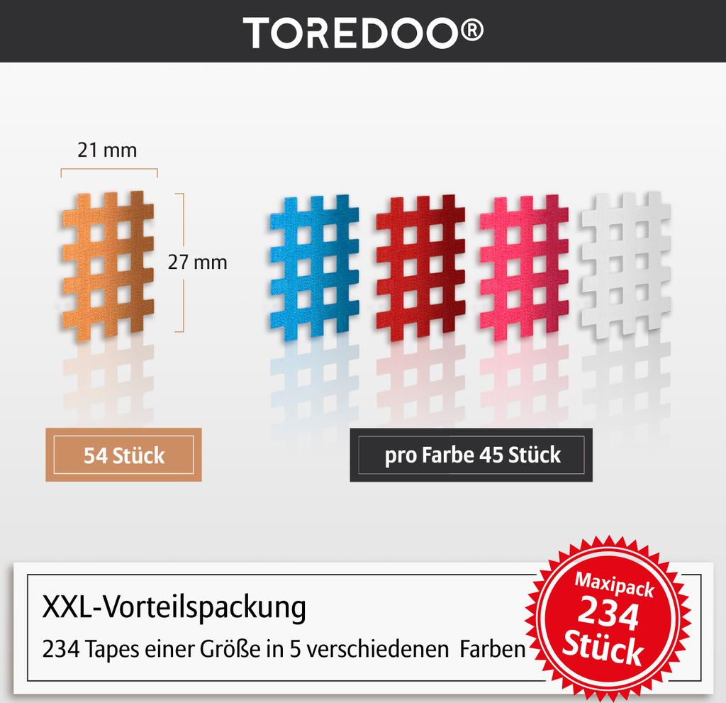 TOREDOO Cross Tape Gittertape Gitterpflaster 234 Stück Typ Produktbild 3