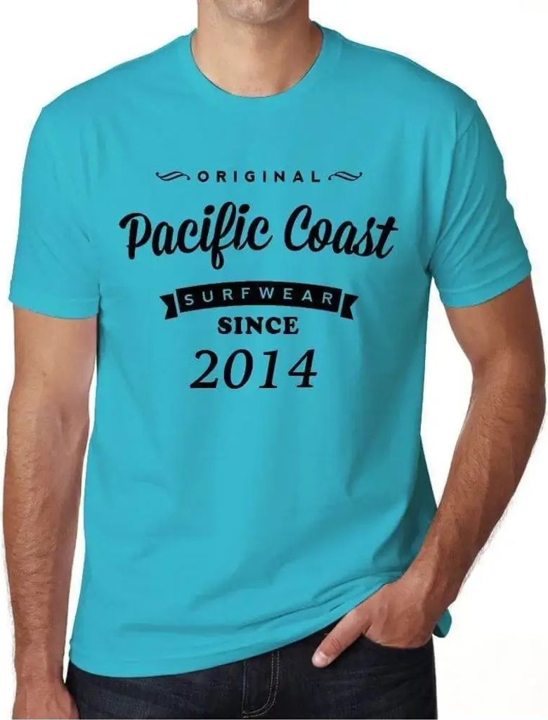 Herren Grafik T-Shirt Original Pazifikküste Surfware seit 2014 – Original Pacific Coast Surfware Since 2014 – Geschenk 10. Geburtstag Jahresta...
