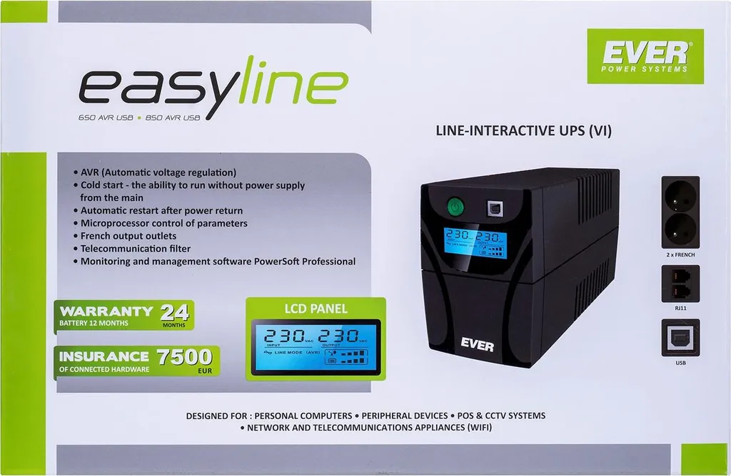 Ever EASYLINE 650 AVR USB | 0.65 kVA 360W UPS Line-Interactive - 13