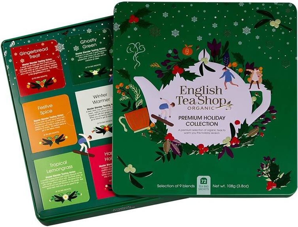 ETS - Tee Geschenk in Metalldose "Wintertee-Kollektion" Grün, BIO, 72 Teebeutel (9x8)