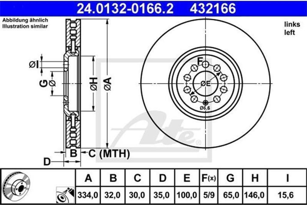 ATE Bremsscheibe 24.0132-0166.2