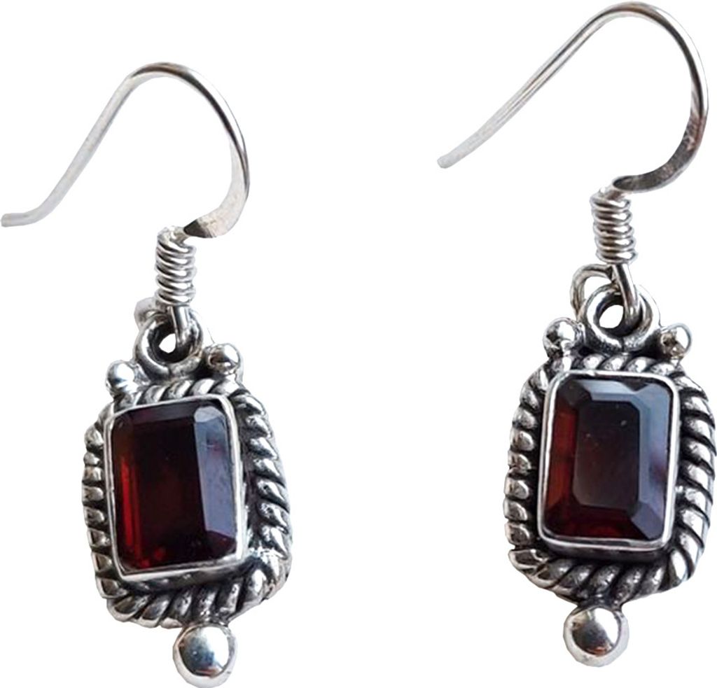 Damen Edelstein Ohrringe Granat aus 925 er Sterling Silber