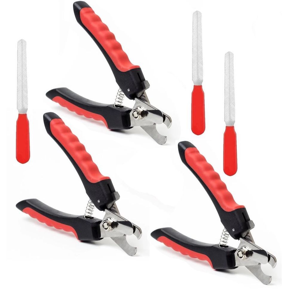 Set aus 3 x Krallenzange und 3 x Krallenfeile, 12,2cm Krallenschere und 14 cm Nagelpfeile, Nagelschere für Hund, Katze, Nager - Nagelzange Knipser...