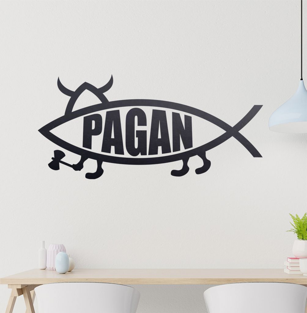 Pagan Fisch Fish Wandtattoo in 6 Größen - Wandaufkleber Wall Sticker - Dekoration, Küche, Wohnzimmer, Schlafzimmer, Badezimmer