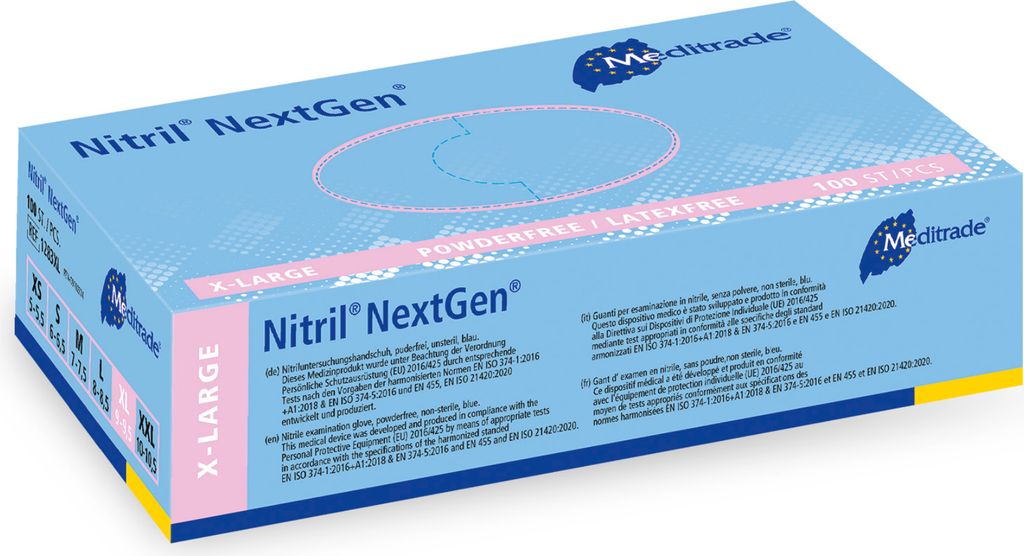 Meditrade® unisex Einmalhandschuhe Nitril® NextGen® blau Produktbild 