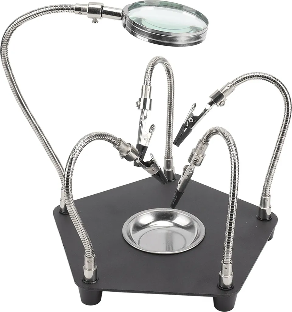 Aide au soudage articulée avec loupe 2 LED et support fer modulable