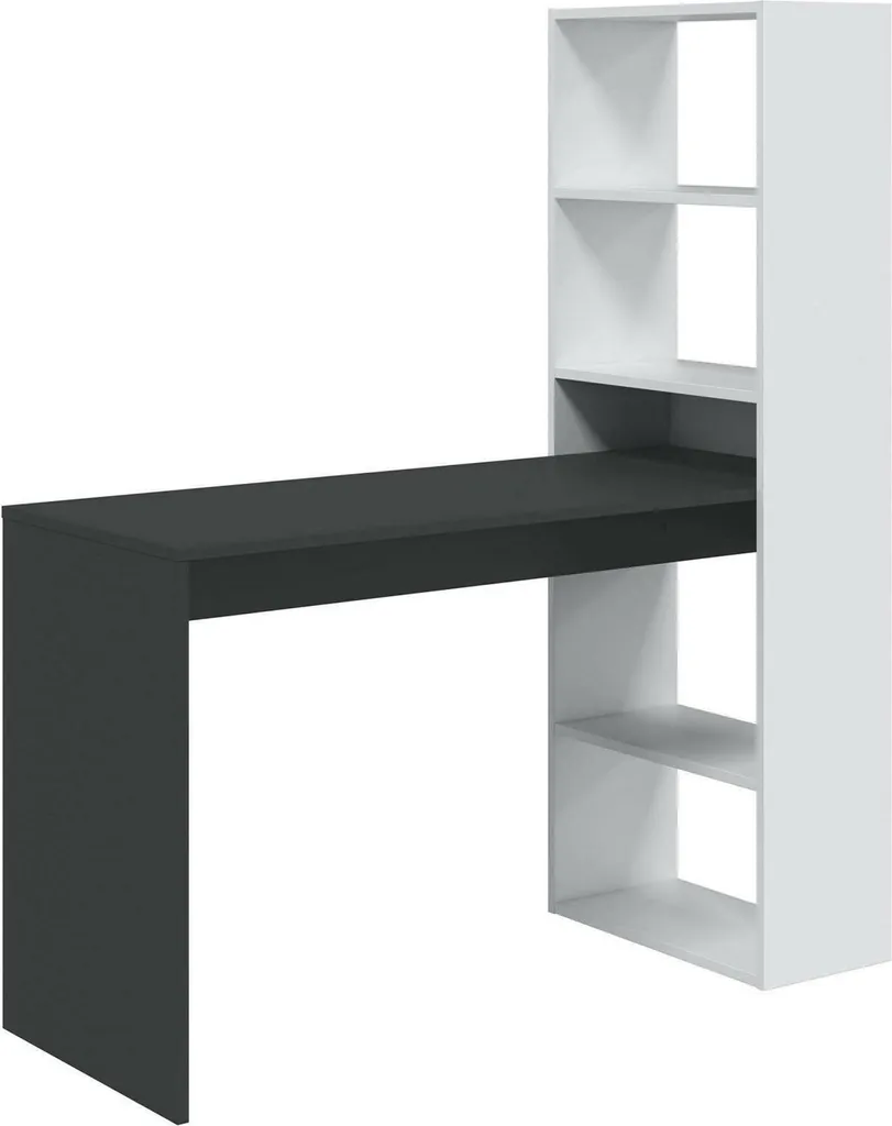 Dmora Scrivania Ali 53x120x144h cm Nero Opaco, Modulabile con Libreria