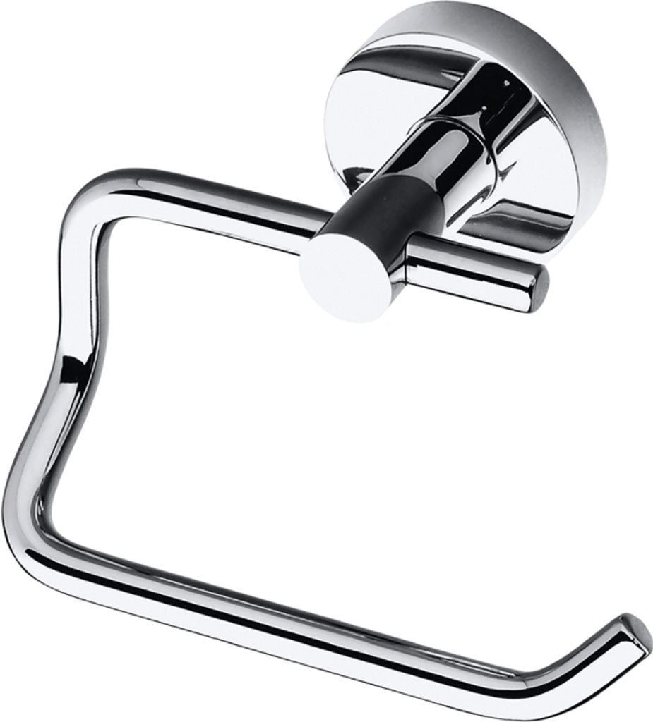 BOMEGA Papierrollenhalter ohne Deckel rechts Messing Chrom poliert 140x95x90 mm für Bad & WC >> zum Bohren oder Kleben