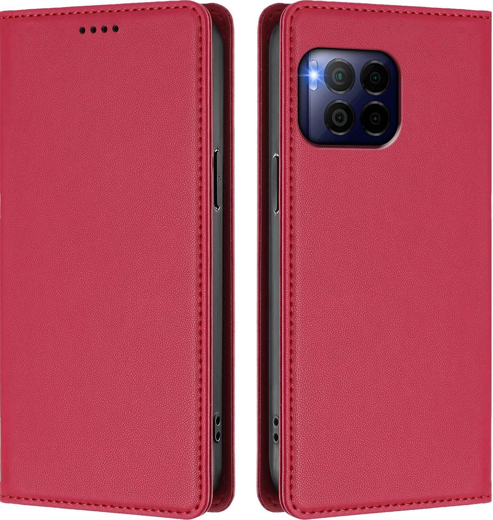 Handyhülle für T-Mobile REVVL 7 Pro, Kunstleder Klapphülle Stoßfeste Magnetische Hülle mit Ständer Rot