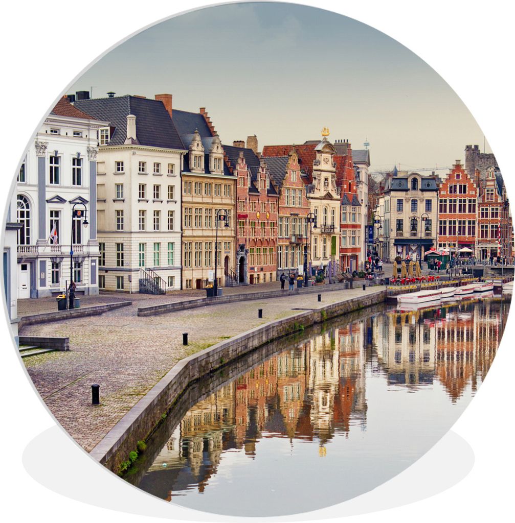 MuchoWow Rundes Wandbild - Runde Bilder Gent - Belgien - Wasser Ø 30 cm Kreis Wanddekoration Kunststoff - Wandkreis - Wandschmuck - Schlafzimmer...