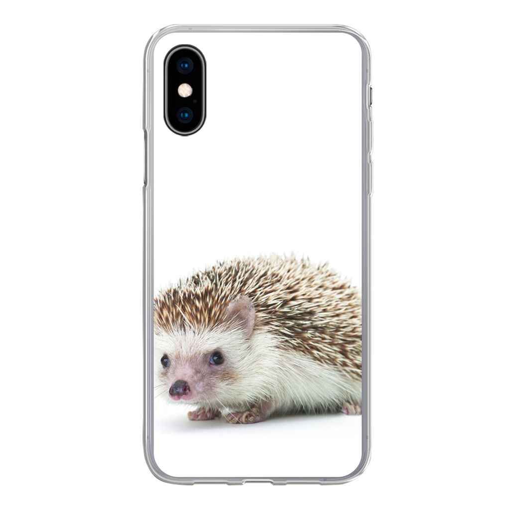 MuchoWow Handyhülle Schutzhülle Hülle für iPhone X Igel - Tiere - Weiß Silikon Softcase Handy Hülle - Handyhülle