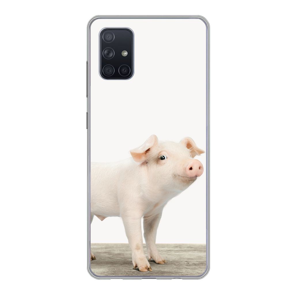 MuchoWow Handyhülle Schutzhülle Hülle für Samsung Galaxy A71 Ferkel - Groß - Tiere - Rosa - Jungen - Mädchen - Kinder Silikon Softcase Hand...