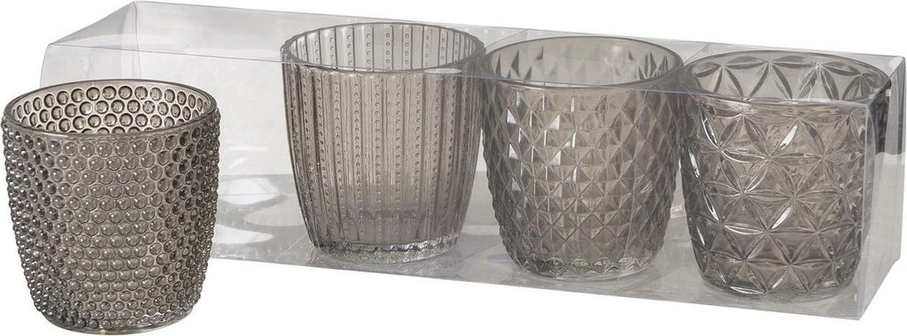 Teelichthalter Marilu Glas lackiert grau H.8 cm Ø.8 cm Produktbild 