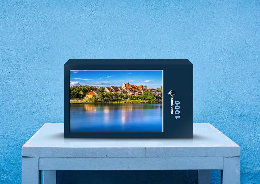 hansepuzzle 68687 - Stadt am Fluss Puzzle, 1000 Teile, Orte, 60,0 x 46,0cm mit hochwertiger Aufbewahrung, Kartonbox und wiederverschließbarem Beutel