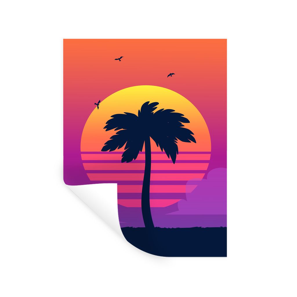 MuchoWow Wandtattoo Wandsticker Wandaufkleber Palme - Scherenschnitt - Sommer 30x40 cm Selbstklebend und Repositionierbar - Sticker - Dekorfolie