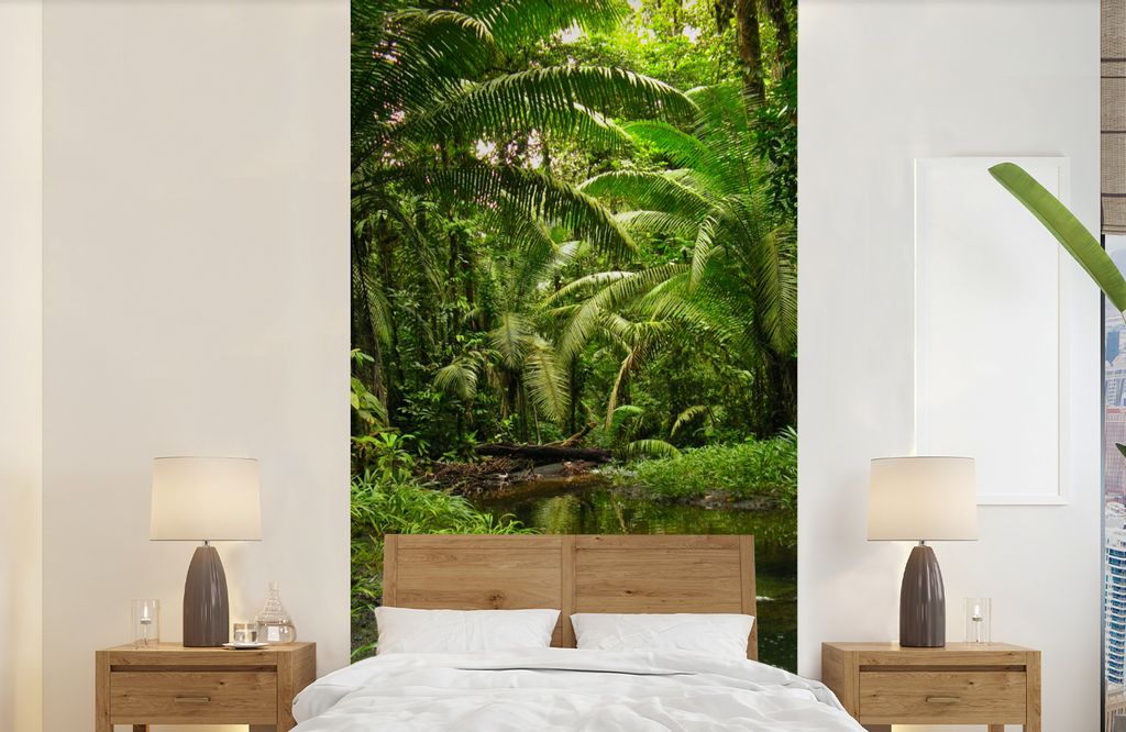 MuchoWow Fototapete für Wohnzimmer oder Schlafzimmer Wandtapete Vinyl Motivtapete Tropischer Regenwald in Kolumbien - 120x240 cm - Hintergrundbild