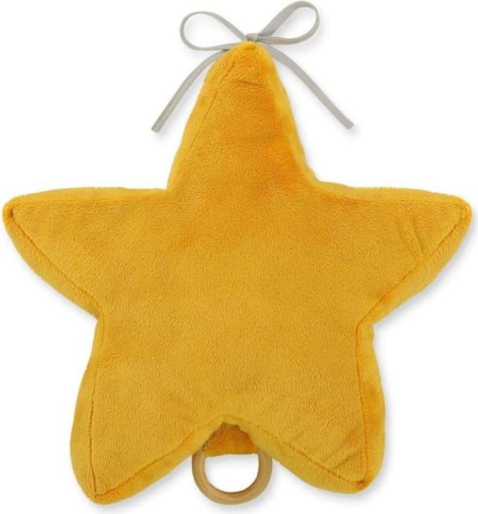 Baby-Spieluhr – Sternform – Honey Geel – Ruhendes Schlaflied – weicher Minky-Stoff