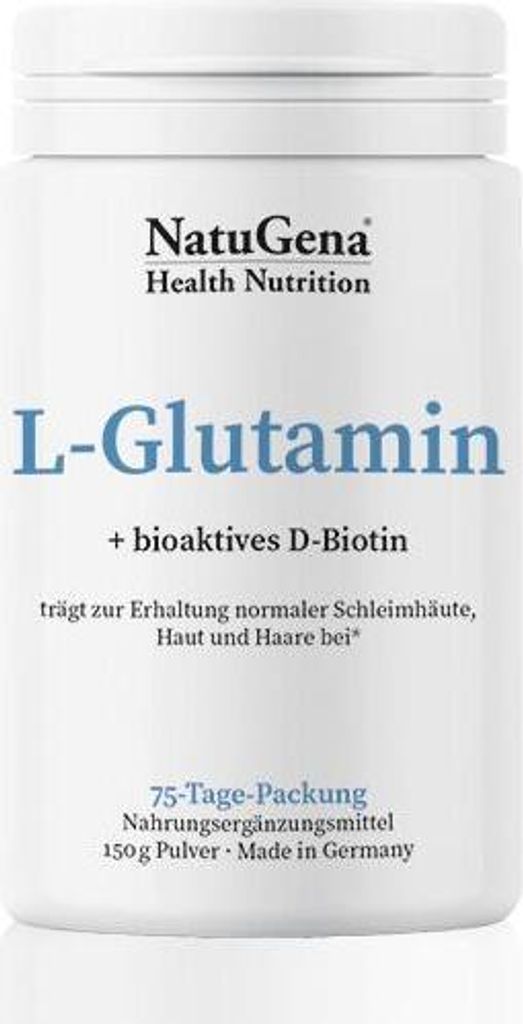 NatuGena L-Glutamin | 150g Pulver | mit bioaktivem Biotin