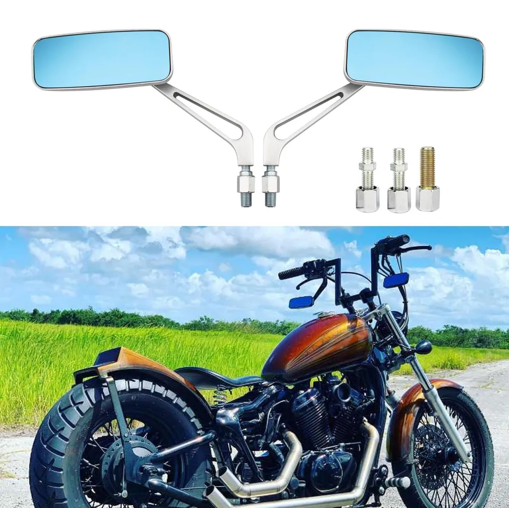 Paire de Rétroviseurs Moto Universels Argentés pour Chopper et Bobber