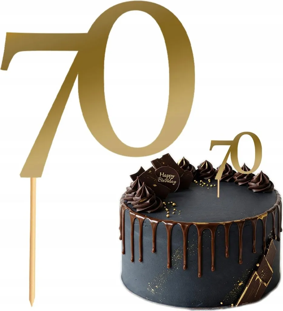 Cake Topper 70 Compleanno Oro - Regalo Decorativo per Nonni e Genitori