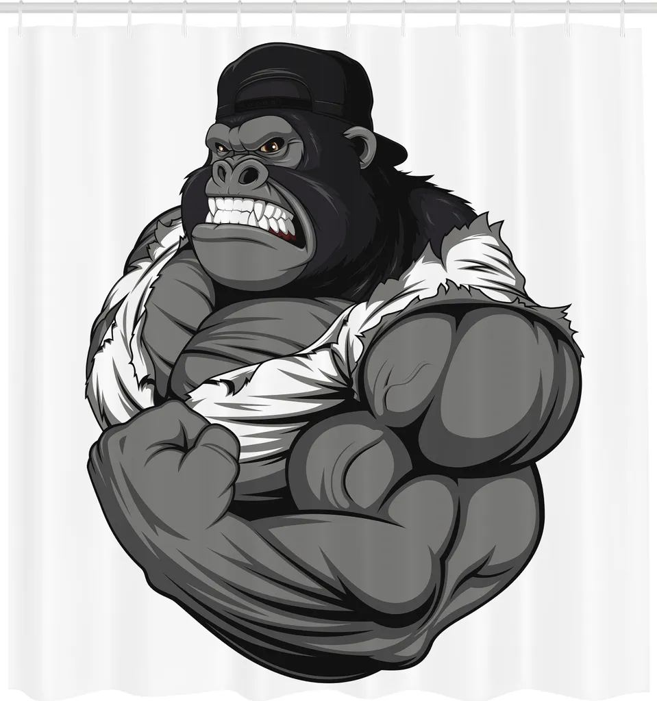 Arredo Bagno Moderno Tenda Doccia Gorilla Bianco e Nero ABAKUHAUS