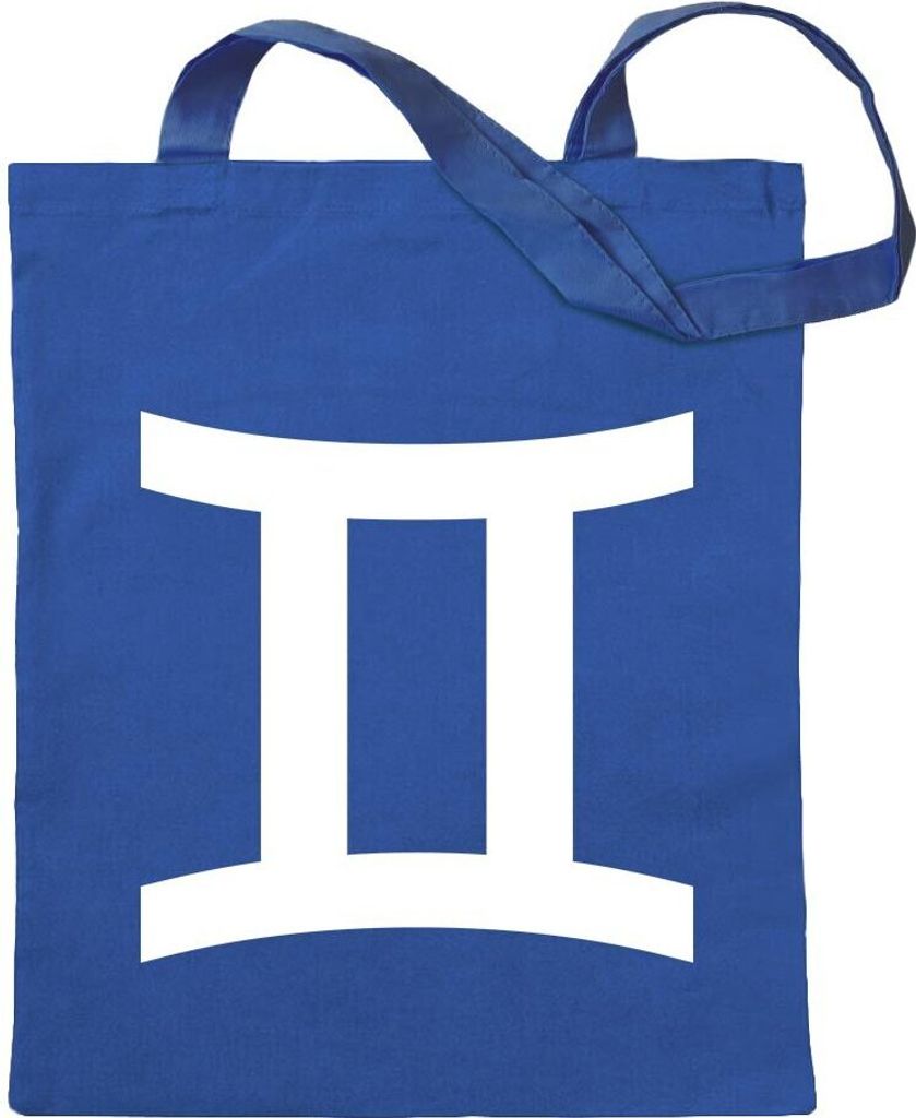 Kiwistar - Baumwolltasche - royalblau - Zwilling Sernzeichen - Tragetasche Stoffbeutel Umhängetasche langer Henkel